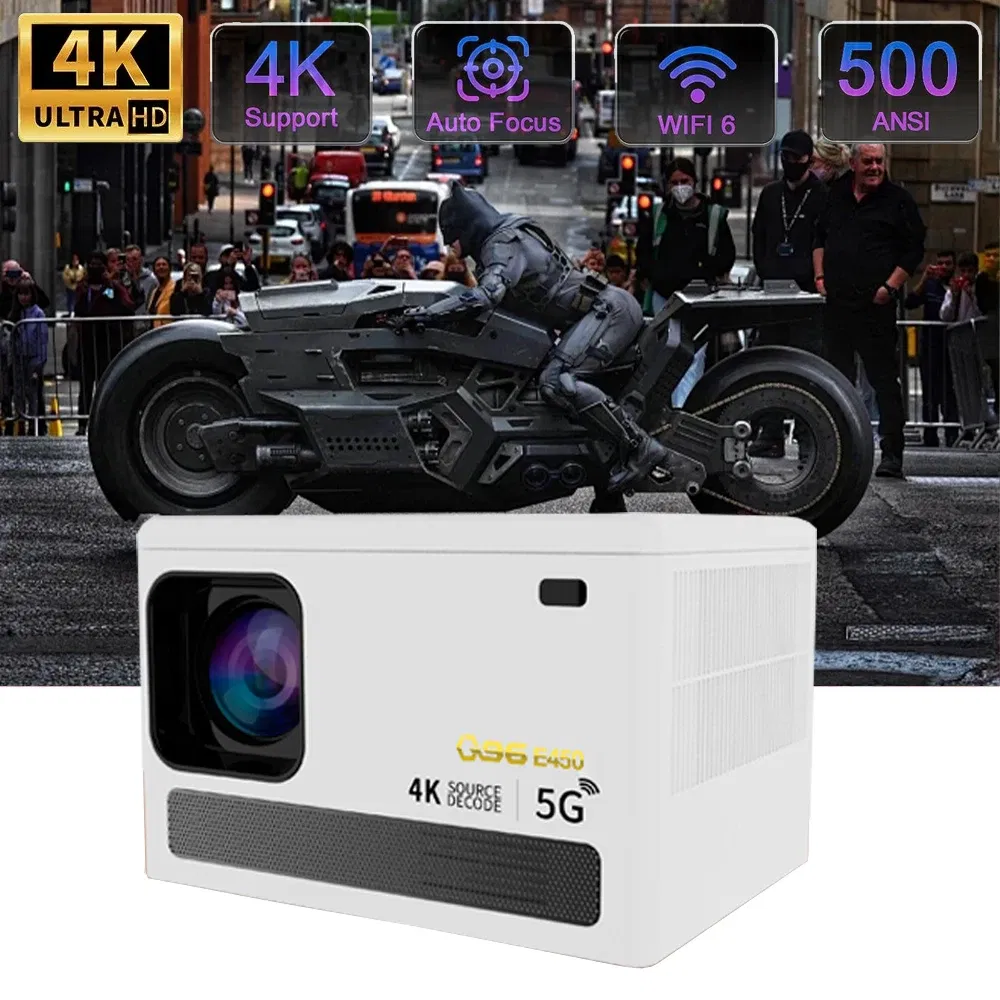 Color: Color4, Plug Type: US PLUG - E450 4K HD Projector WIFI 6.0 Smartphone Same Screen Projector Dual Band WIFI Bluetooth Projector Auto Focus Home Projector