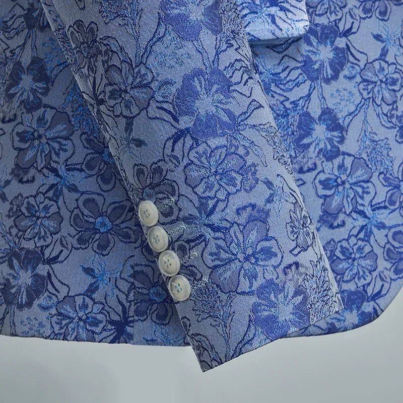 Color: SKY BLUE, Size: M - Men's  Evening Dress Bridegroom Suit British Wedding Business Casual Fashion Three-piece Set with Vest And Trousers Sizes M-6XL