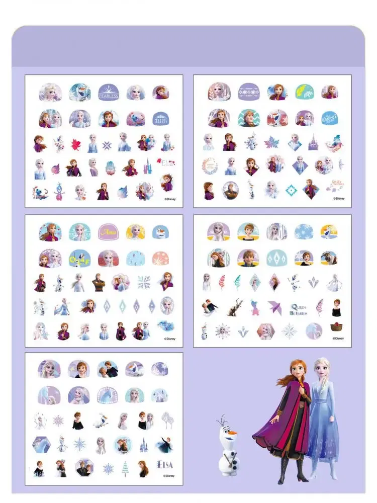 Color: Green - Random 1Pcs Disney Cartoon Frozen Princess Pooh Bear Snow White Makeup Nail Stickers Minnie Mickey Mermaid Stitch Stickers Toy