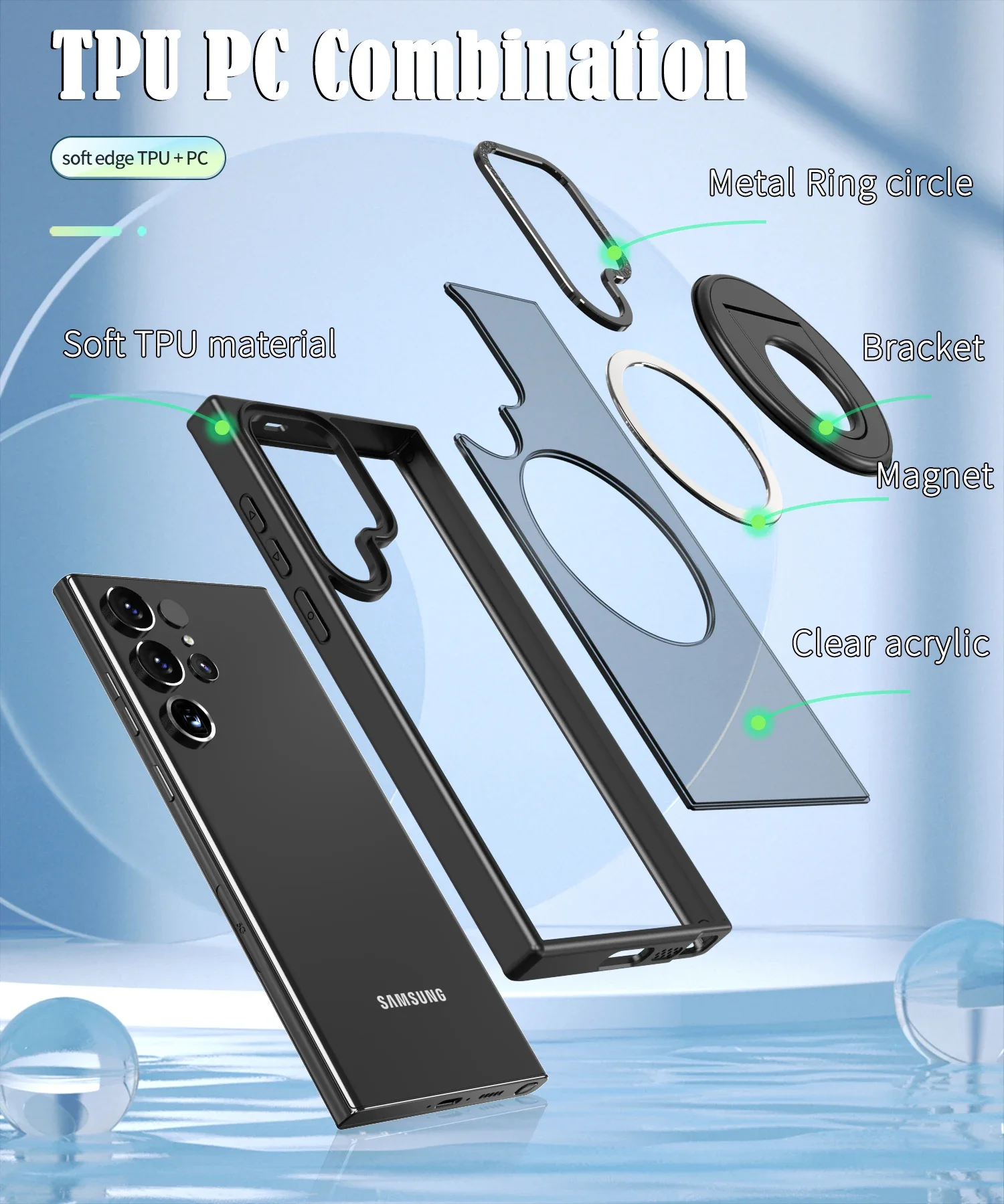 Material: EVA, Color: Black - Luxury Magsafe Wireless Charging Case for Samsung S24 S23 S22 Ultra Plus Case Skin Feel Magnetic Shockproof S23 FE Cover