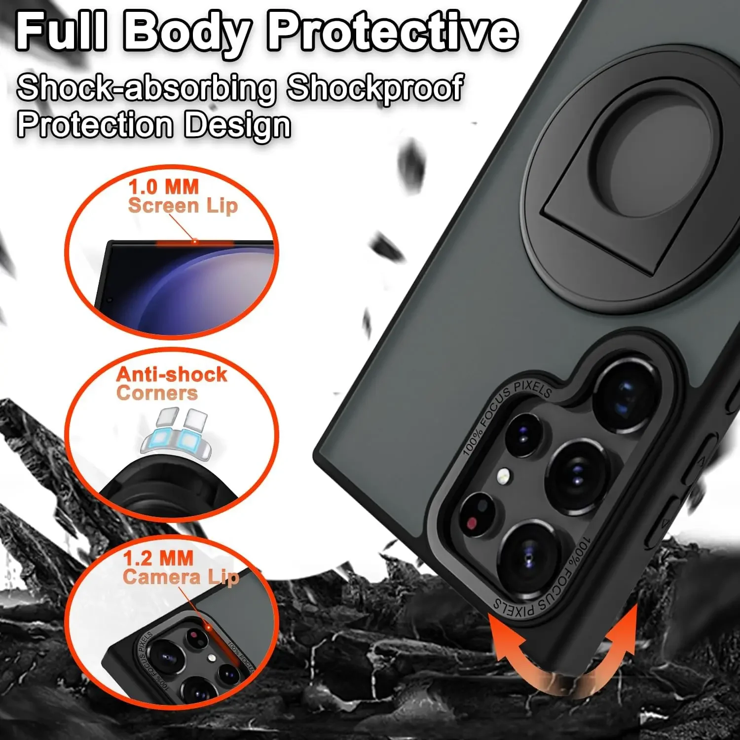 Material: EVA, Color: Black - Luxury Magsafe Wireless Charging Case for Samsung S24 S23 S22 Ultra Plus Case Skin Feel Magnetic Shockproof S23 FE Cover