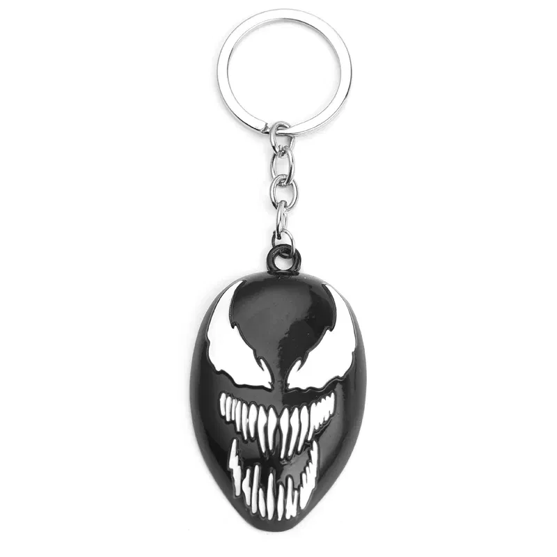 Color: WHITE, Ships From: CHINA - Marvel Villains Hero Venom Mask Metal Keychain Horror Long Tongue Car Pendant Key Holder for Men Jewelry Accessories Keyrings