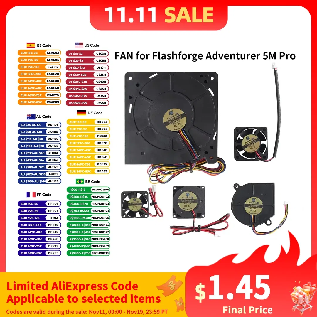 Color: black - 3010/4010/4020/5015/12032 Fan for Flashforge Adventurer 5M Pro Extruder Hotend Fan Rapid Heat Dissipation Cooling Fan For 5M Pro