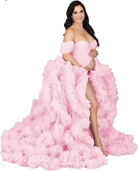 Color: dark blue, Maternity Size: M, Ships From: CHINA - Tulle Long Maternity Dress Photoshoot  п?»?°?‚ь?µ  photography dresses baby shower dresses for pregnant woman  п?»?°?‚ь?µ д?»я ?±?&micr