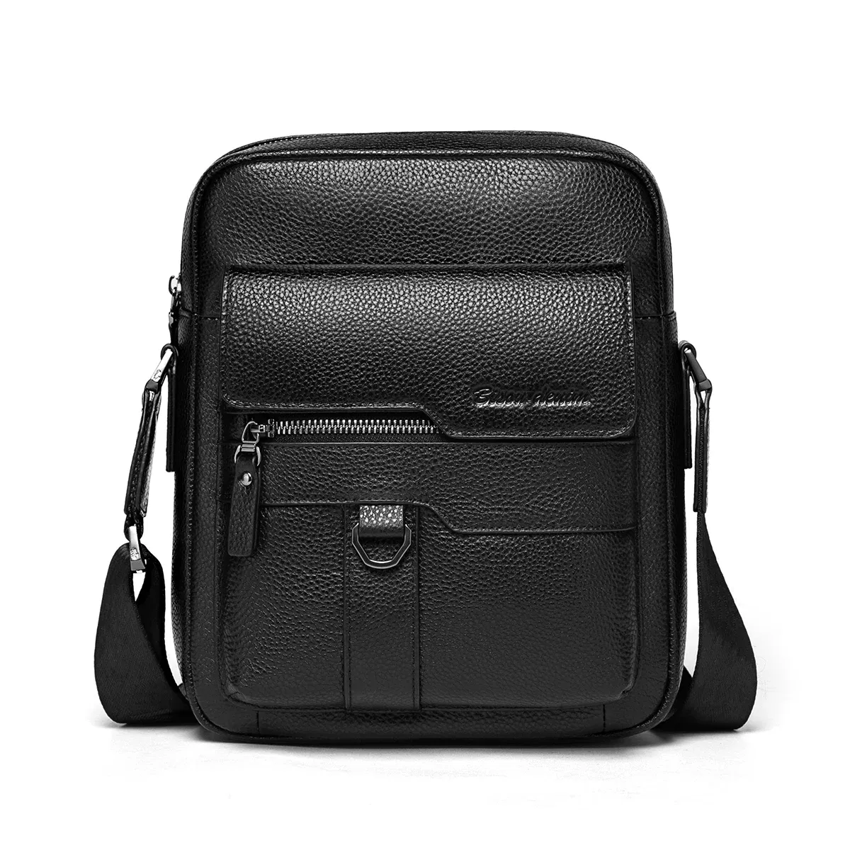 Color: Blue, Ships From: CN - BISON DENIM Classic Black Male Bag Genuine Leather Business Crossbody Bag iPad Mens Messenger Bag Casual bolsas male N2845