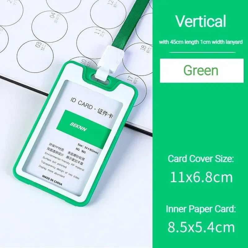 Color: green - Unisex Colorful Employee Id Case with Lanyard Double Side Id Credit Card Holder Access Bus Card Case Badge Holder Card Sleeve