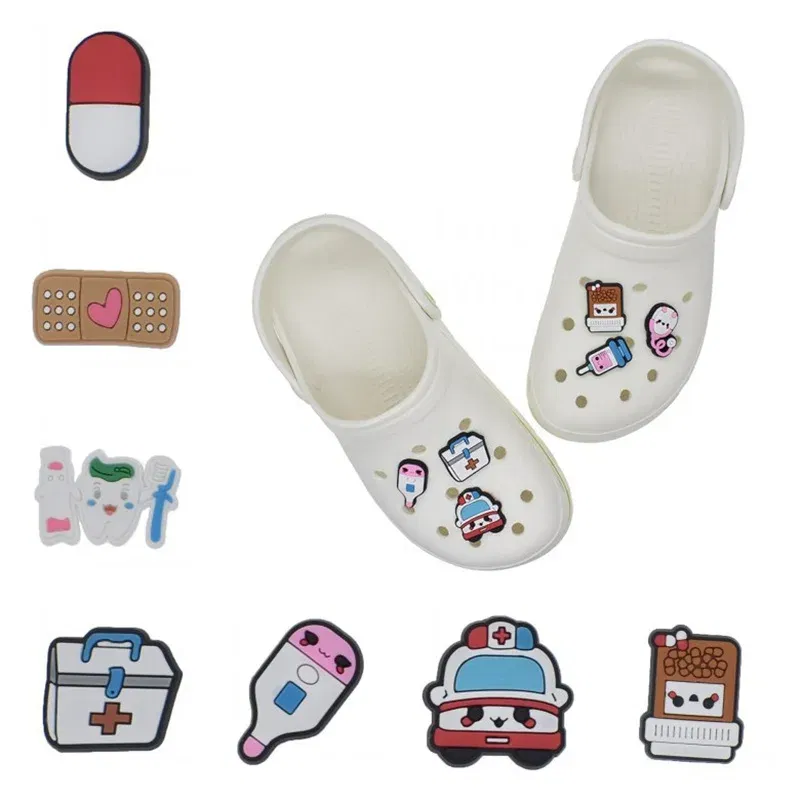 FASHION shoe Charms Accessories PVC Decoration nurse medical care series For sandals clog accessories Kids Party X-mas Gifts
