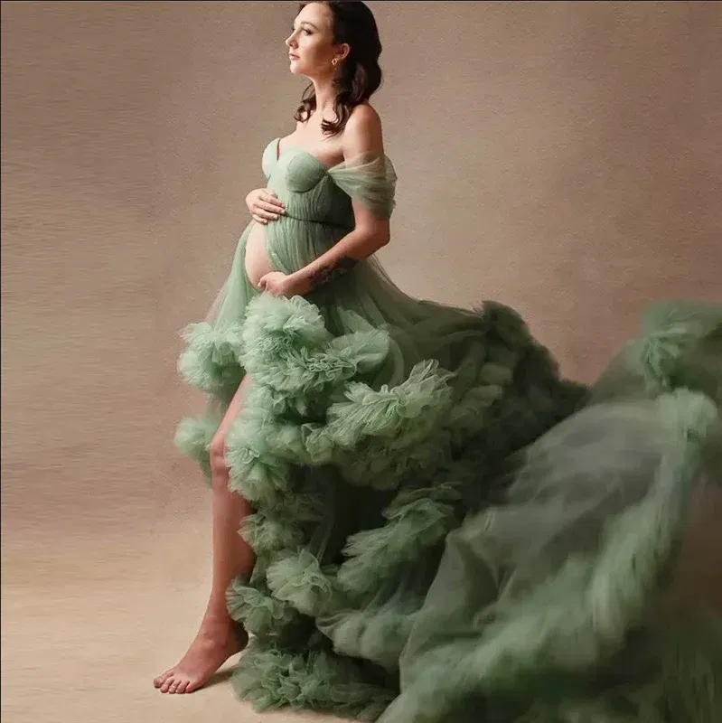 Color: Dark purple, Maternity Size: M, Ships From: CHINA - Tulle Long Maternity Dress Photoshoot  п?»?°?‚ь?µ  photography dresses baby shower dresses for pregnant woman  п?»?°?‚ь?µ д?»я ?±?&mi