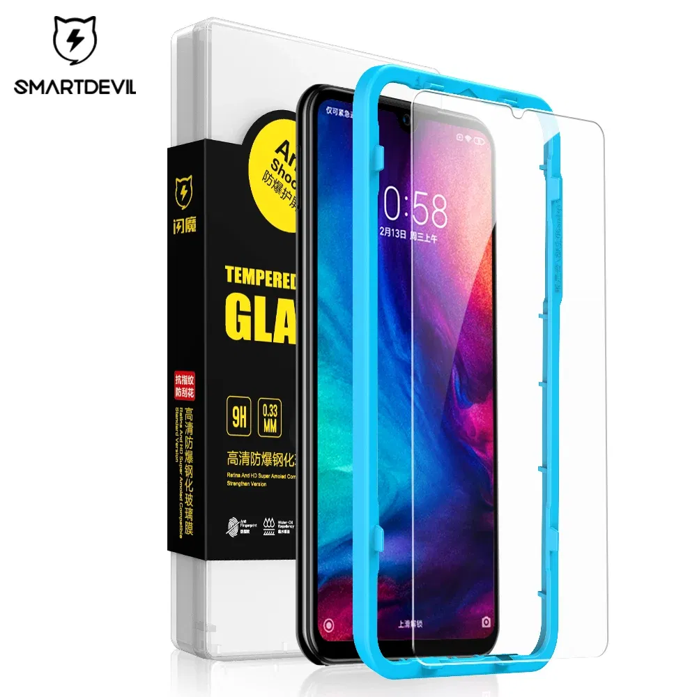 Color: Lucent, Material: High Definition - SmartDevil Tempered Glass For Redmi Note 9 8 Pro 7 Pro Screen Protector For Redmi 9T 10X 2.5D Curved Anti Blue Light 2 PCS