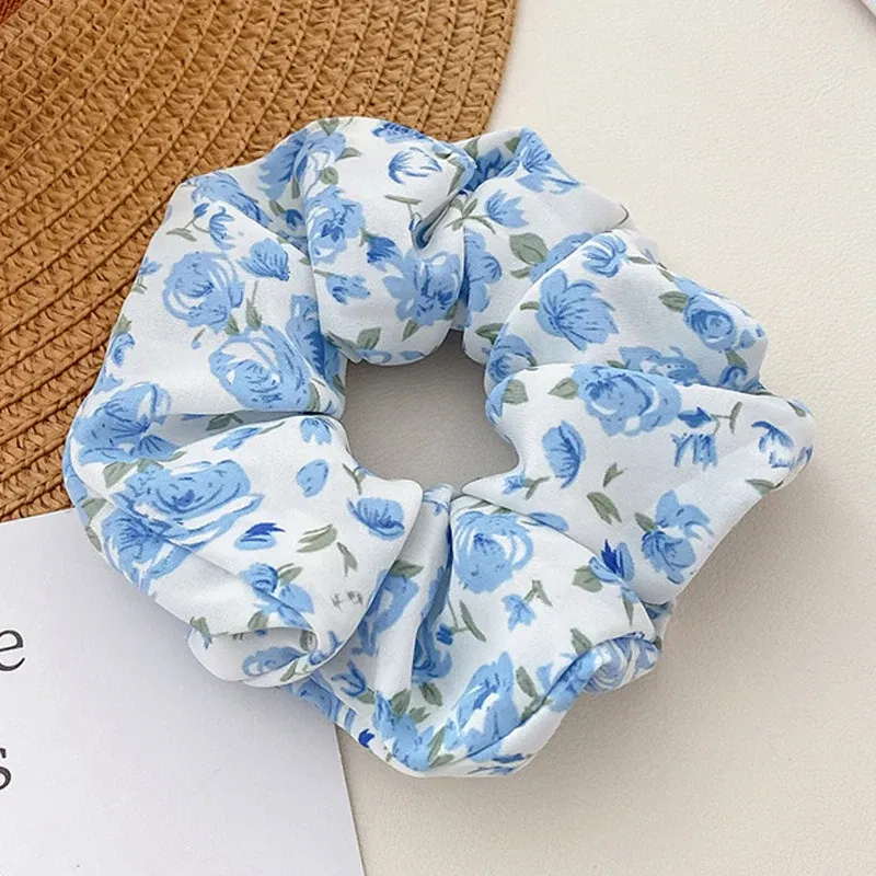 Color: Red - Gentle Sweet Women Floral Hair Ties Scrunchies Tulip Rose Flower Hair Rope Summer Ponytail Holder Rubber Band Hair Accessories