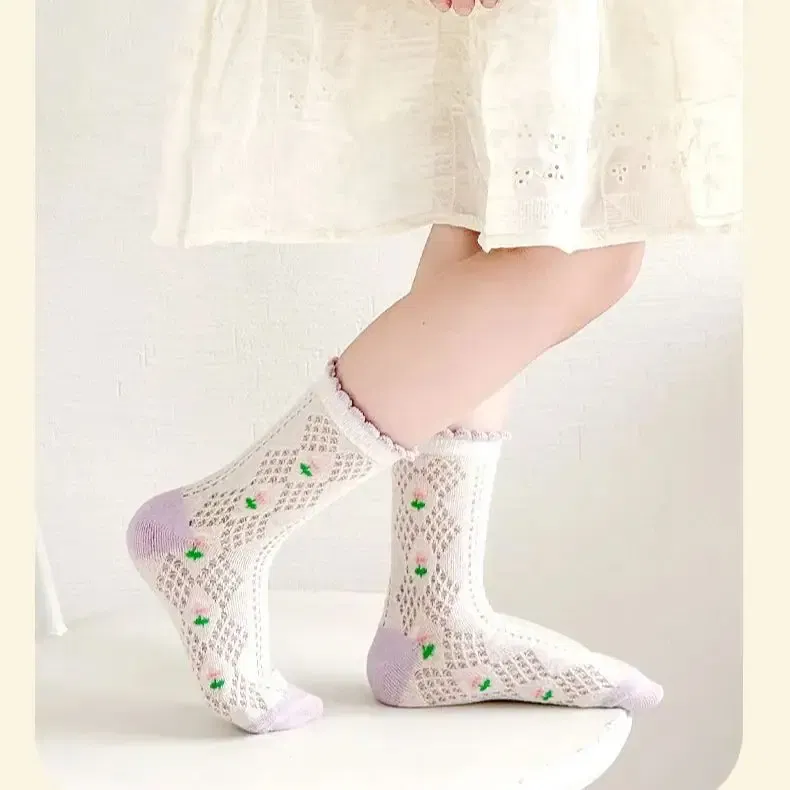 Color: SKY BLUE, Size: 7-9T - 5 Pairs/bag Summer Socks Girls Mesh Socks  Baby Socks Summer Cotton Socks Thin Mesh Sock 1-12T Children's Crew Socks Solid Color