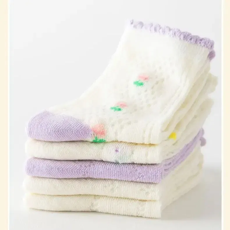 Color: SKY BLUE, Size: 7-9T - 5 Pairs/bag Summer Socks Girls Mesh Socks  Baby Socks Summer Cotton Socks Thin Mesh Sock 1-12T Children's Crew Socks Solid Color