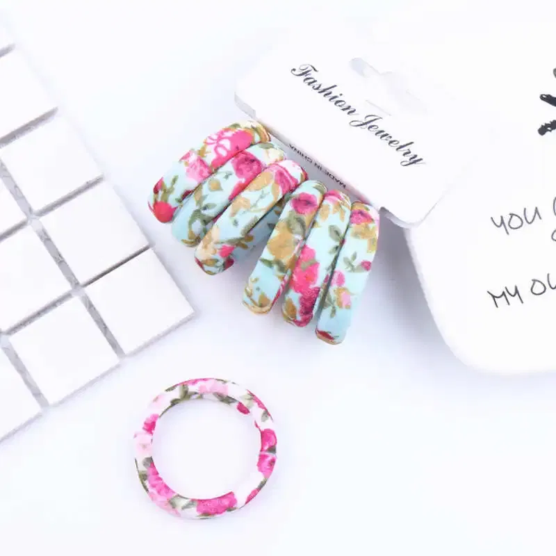 Color: SKY BLUE, Ships From: CHINA - 6PCS/Sett Cute Girls Elastic Hair Bands Scrunchies Ponytail Holder Rubber Bands Hair Ties Sweet Kids Hair Rope Hair Accessories