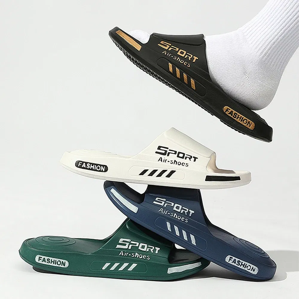 Color: SKY BLUE, Shoe Size: 42-43, Ships From: CHINA - BASATU Fashion Men's Slippers PVC Soft Sole Non-slip Slides Casual Outdoor Beach Flip Flops Home Bathroom Sandal Couples Slipper