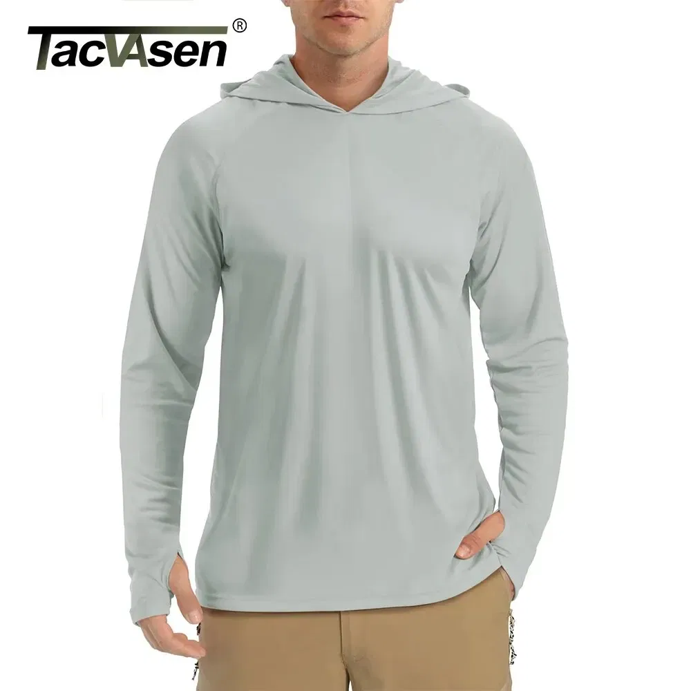 Size: XXL, Color: GRAY - TACVASEN Summer Men's Long Sleeve Sun/UV Protection T-Shirt UPF 50+ Performance Hiking Running Quick Dry Hoodie Tee Shirts