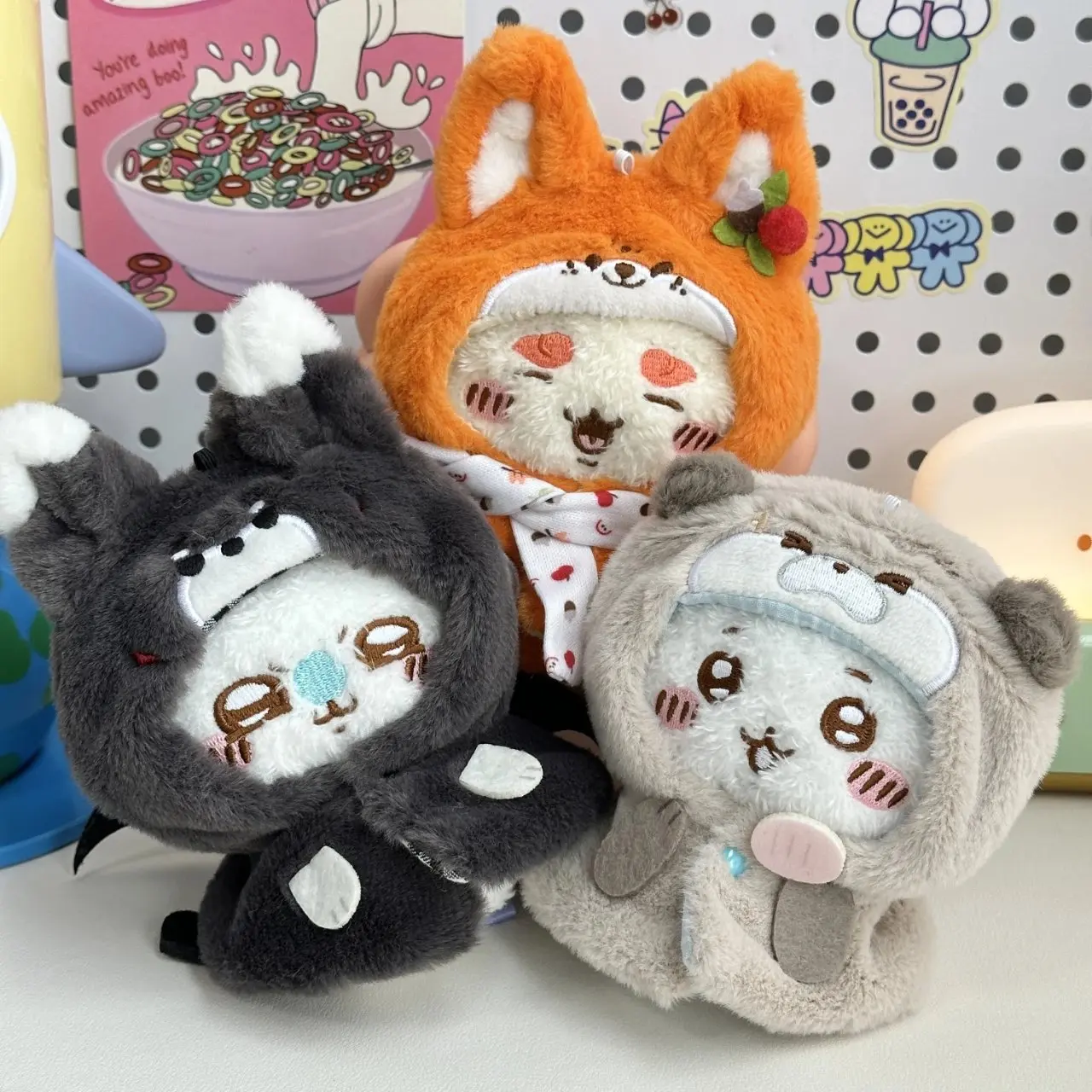 Color: SKY BLUE, Size: S - 10cm doll clothes animal doll clothes  small animal cloak line puppy cotton doll with cute clothing kpop hat cloak