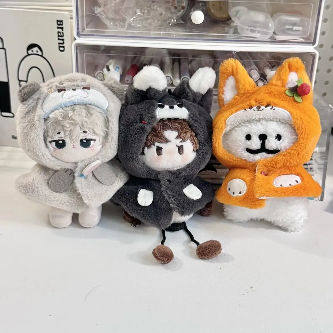 Color: SKY BLUE, Size: S - 10cm doll clothes animal doll clothes  small animal cloak line puppy cotton doll with cute clothing kpop hat cloak