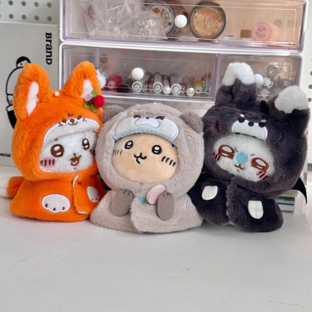 Color: SKY BLUE, Size: S - 10cm doll clothes animal doll clothes  small animal cloak line puppy cotton doll with cute clothing kpop hat cloak