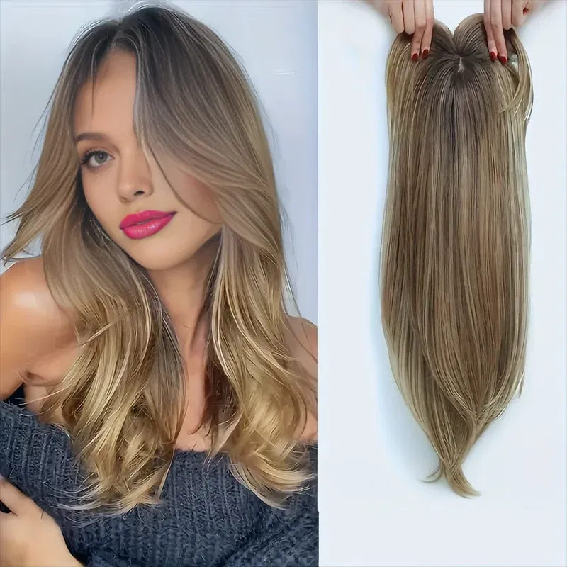 Color: #1, Stretched Length: 22inches - 22 inch top wig block hairpiece wig piece with clip ladies wig heat resistant fiber suitable for beginners daily wear