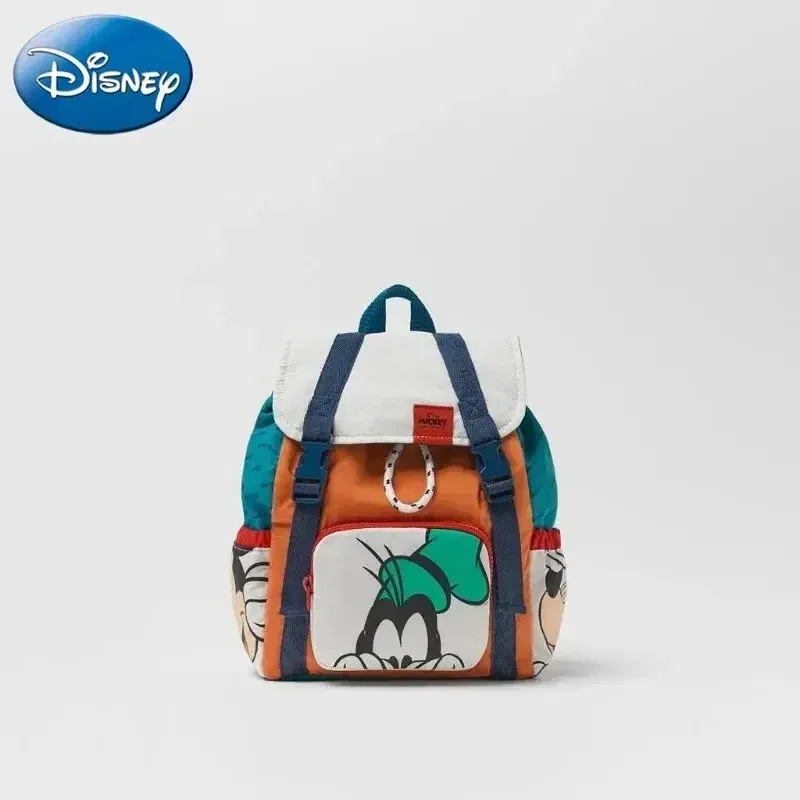 Color: Blue - Disney New Mickey Cartoon Fashion Backpack Women's Minnie Canvas School Bag Boys and Girls Fashion Large Capacity Backpack