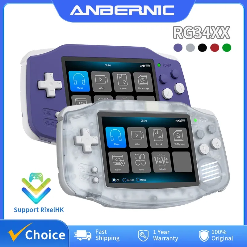 Color: Blue - ANBERNIC RG34XX Retro Handheld Game Console 3.4” IPS Linux 64-bit 3500mAh Video Gaming Player Supports Streaming WIFI Bluetooth