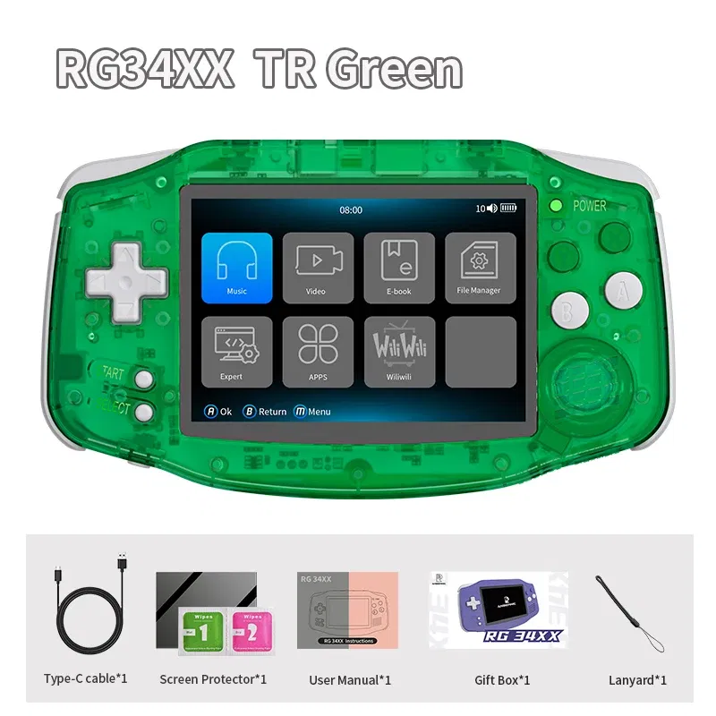 Color: Blue - ANBERNIC RG34XX Retro Handheld Game Console 3.4” IPS Linux 64-bit 3500mAh Video Gaming Player Supports Streaming WIFI Bluetooth