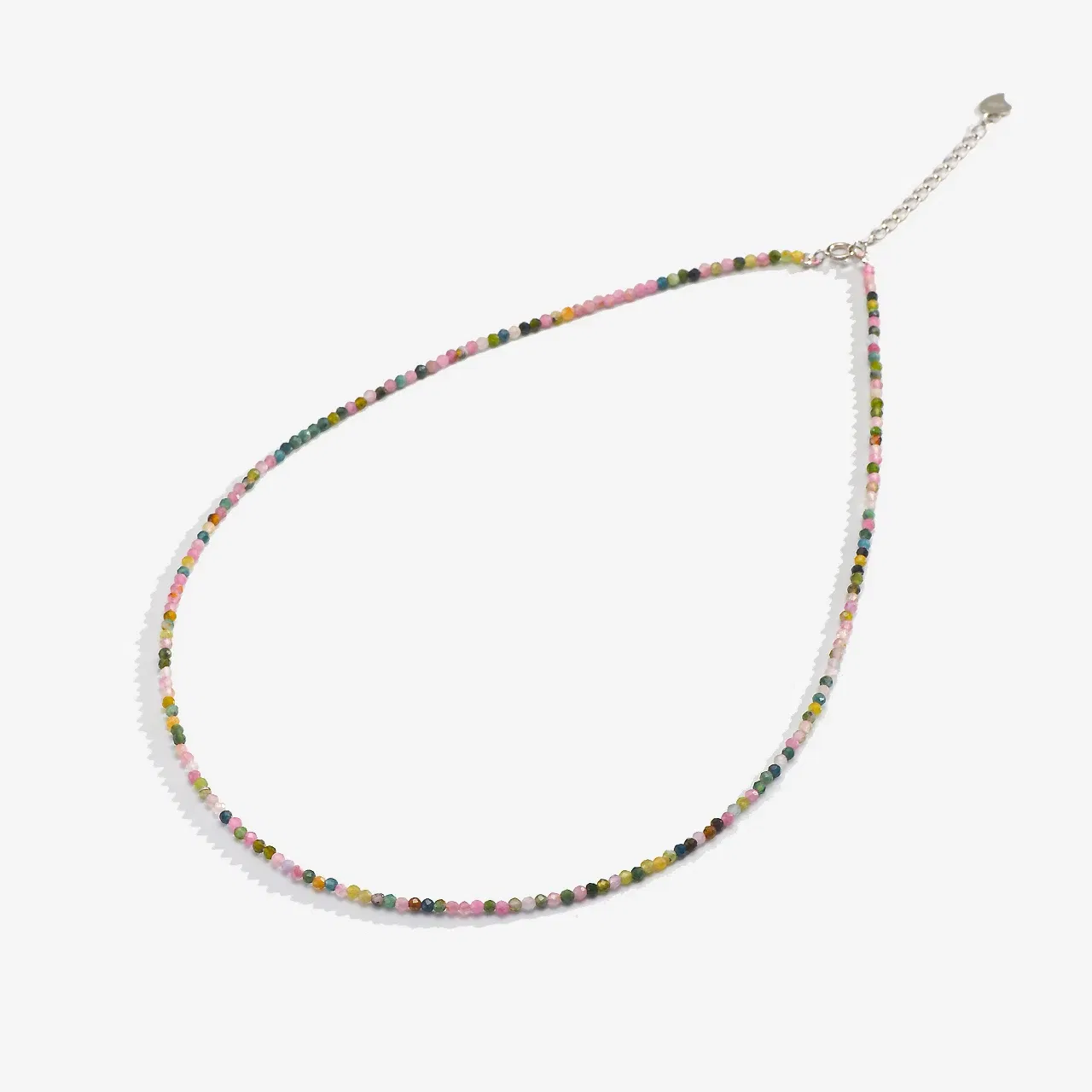 Gem Color: Black, Length: 40cm - Natural Stone Necklace Spinel/Lapis Lazul/Amazonite/Amethy/Tourmaline/Amethyst  Ketting 2MM Silver 925 Jewelry for Collier Femme