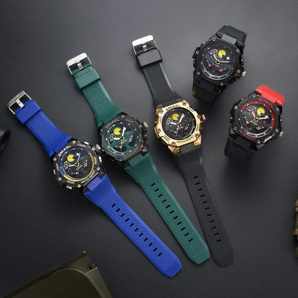 Color: Red - SMAEL Brand Waterproof Dropshipping Watch Alarm Clock 8092 Young Fashion Quartz Sport Wristwatches