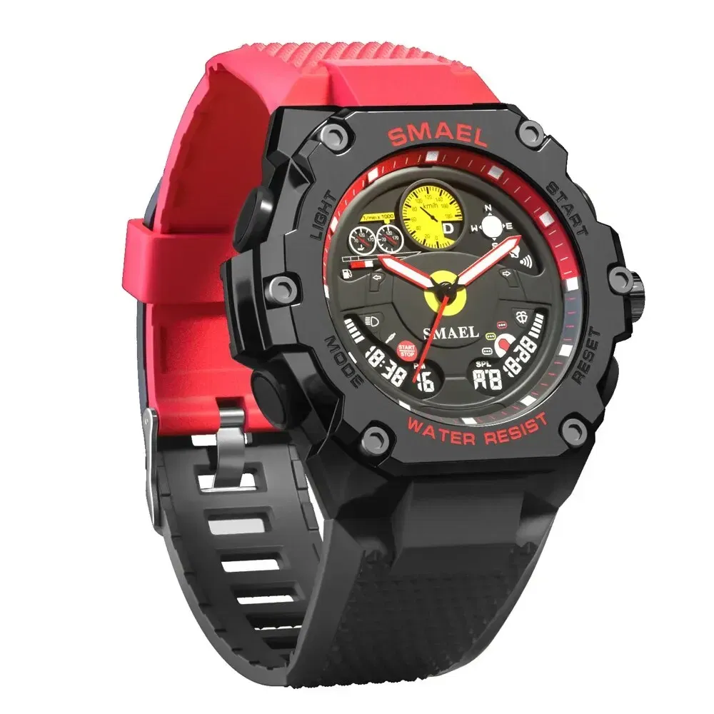 Color: Red - SMAEL Brand Waterproof Dropshipping Watch Alarm Clock 8092 Young Fashion Quartz Sport Wristwatches