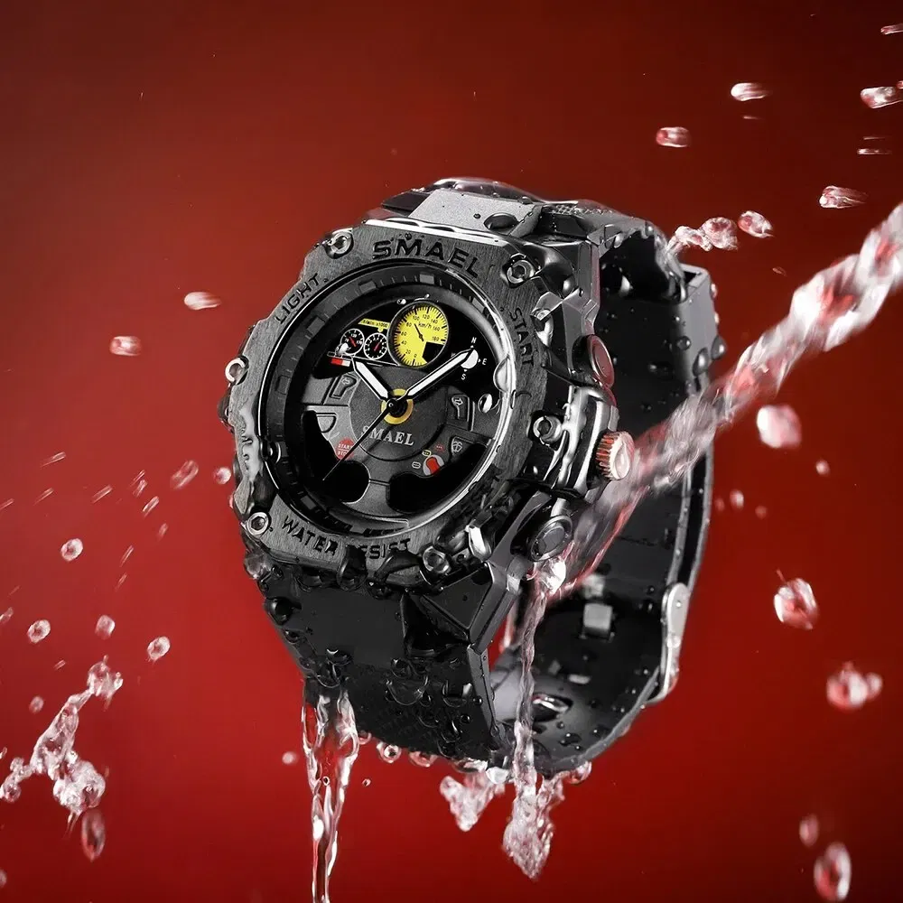 Color: Red - SMAEL Brand Waterproof Dropshipping Watch Alarm Clock 8092 Young Fashion Quartz Sport Wristwatches