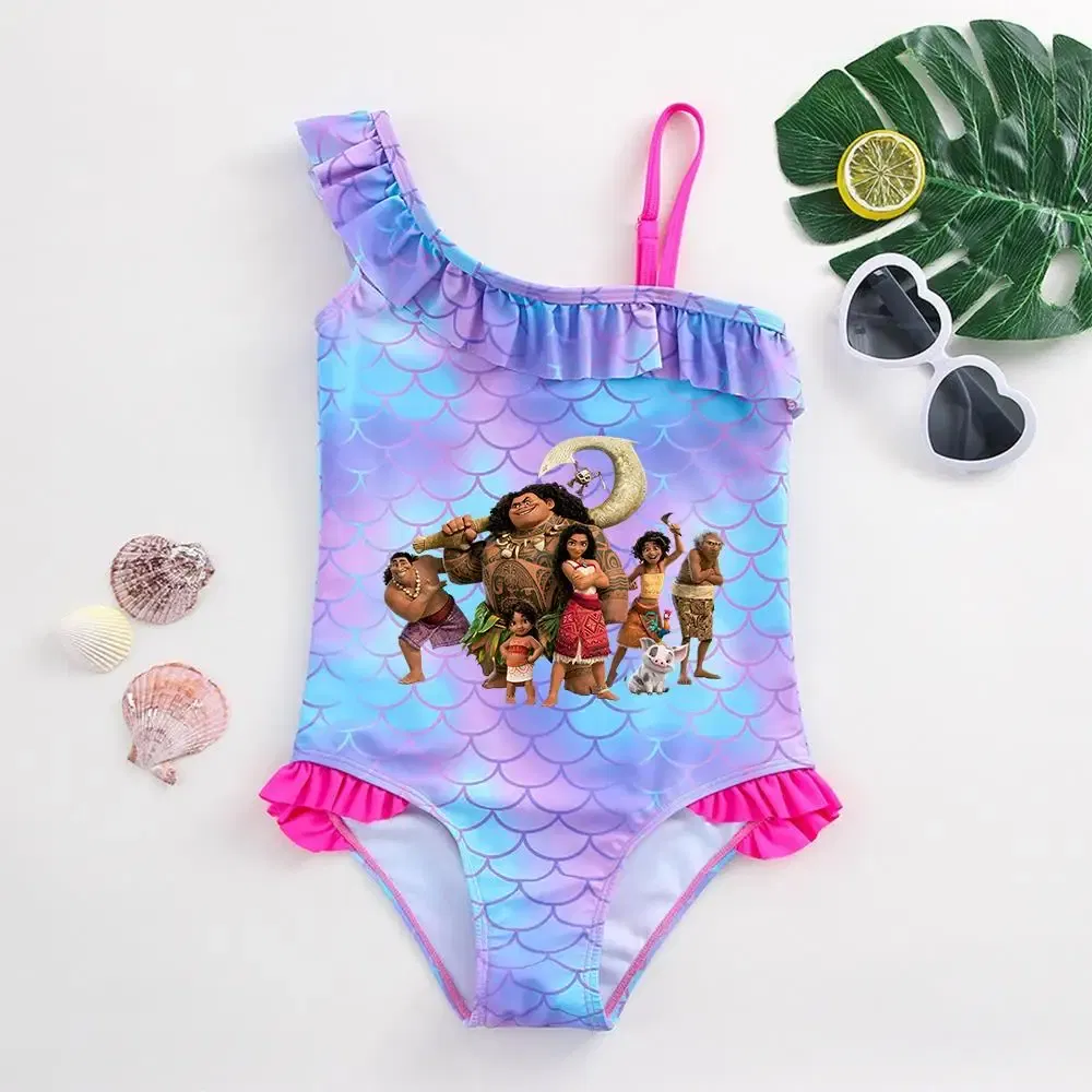 Color: Ivory, Kid Size: 3M - Moana Baby Girl Mermaid Fish Scale Print Swimsuit One-Piece Swimwear Toddler Bathing Suit Beach Outfit