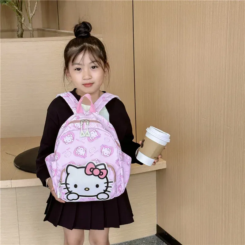 Color: Clear, Size: 12 inches - Anime Cartoon Kuromi Melody Cinnamoroll Backpack Boys Girls Cartoon Hello Kitty Kawaii Canvas Fashion Children's Schoolbag