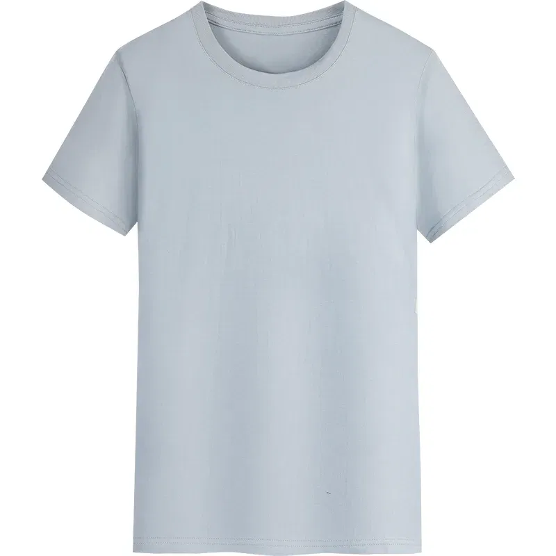 Color: GRAY, Size: XL, Ships From: CHINA - YOTEE Round Neck T-shirt Cotton Logo Customized Embroidery Personal Group Fashion T-shirt Logo Customization