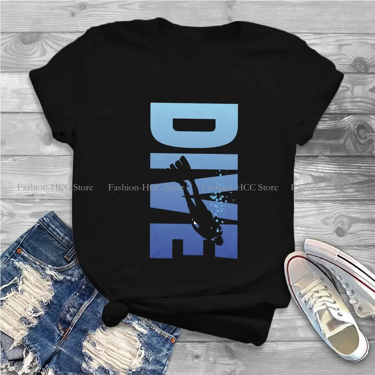 Color: WHITE, Size: S - Deep Blue Sea Unique Polyester TShirt Dive Scuba Diving Top Quality New Design Gift Clothes T Shirt Short Sleeve