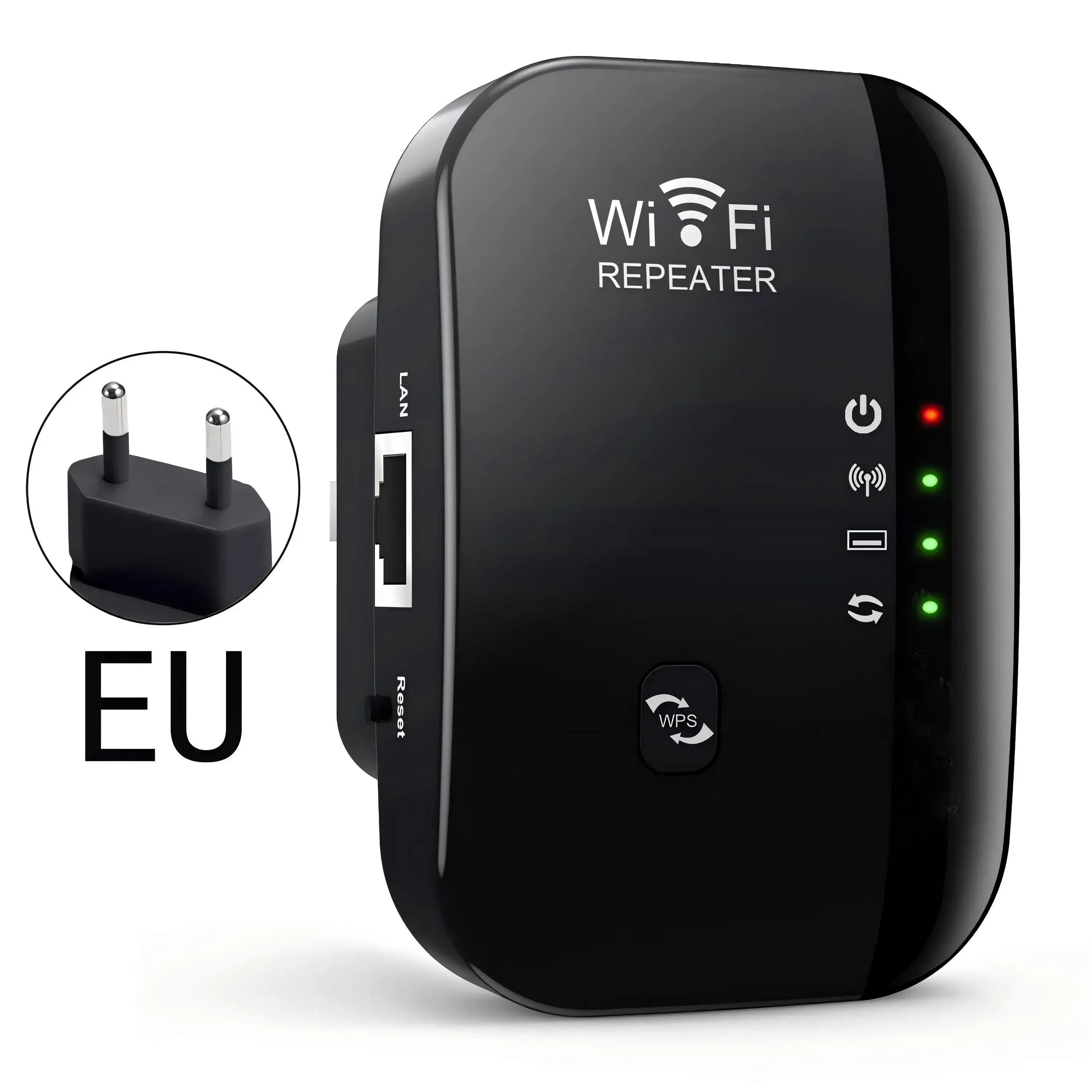 Color: black - Wifi Repeater Wireless Signal Amplifier Extended Network Enhancer EU US Home Router 300m Thro