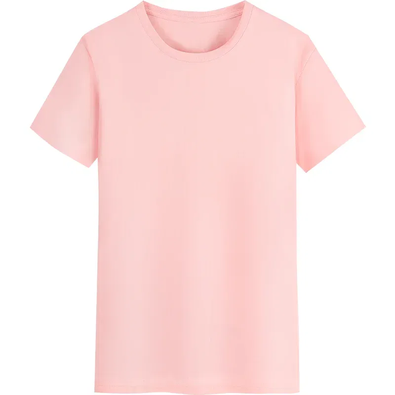 Color: Pink, Size: S, Ships From: CHINA - YOTEE Round Neck T-shirt Cotton Logo Customized Embroidery Personal Group Fashion T-shirt Logo Customization