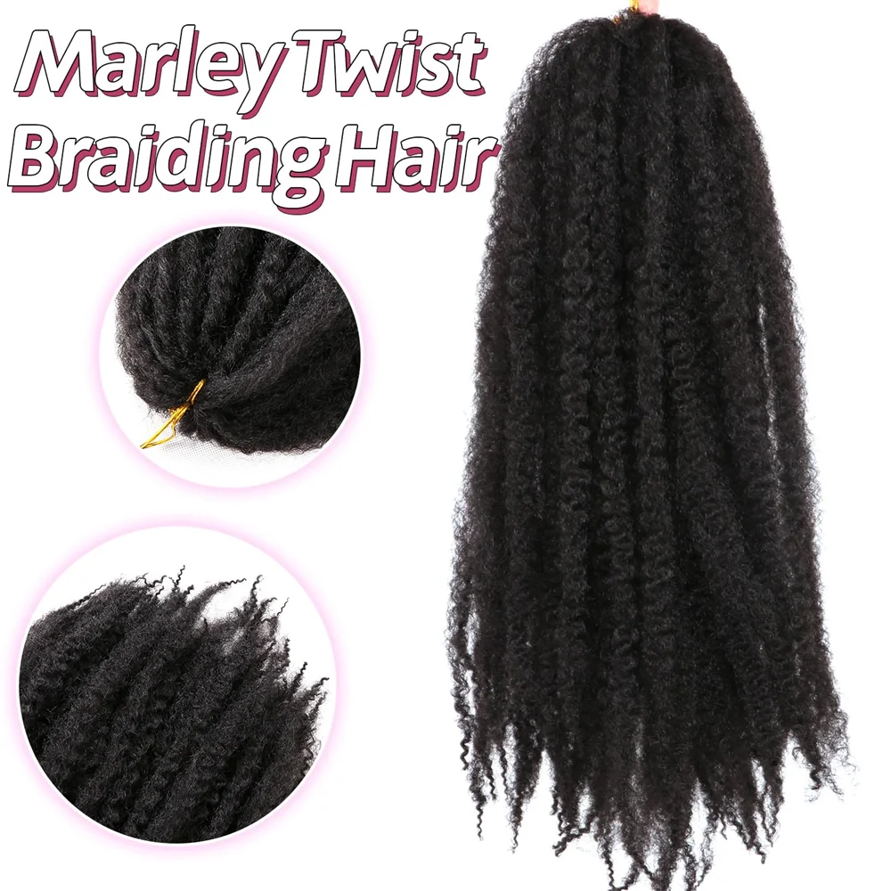 Color: T1B/30, Stretched Length: 18inches, Bulk Buy: 3Pcs/Lot - 18 Inch Synthetic Marley  Twist Braiding Hair Afro Kinky Curly Crochet Hair for Faux Locs Long Springy Twist Hair Extensions