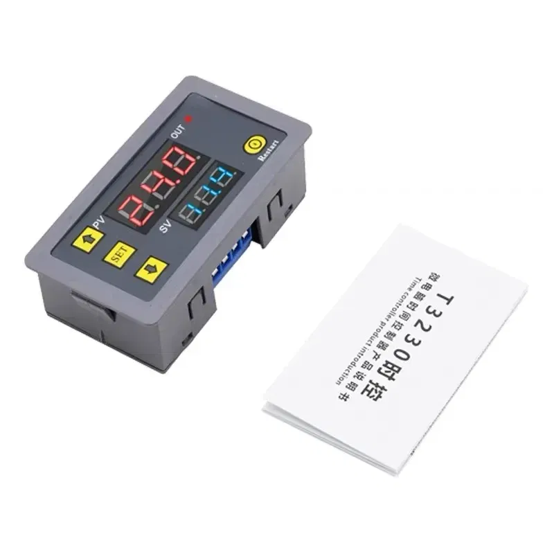 Color: black - T3230 220V24V12V Digital Time Delay Relay Dual LED Display Cycle Timer Control Switch Adjustable Timing Relay Time Delay Switch