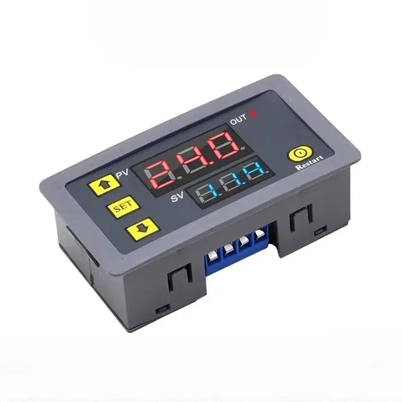 Color: black - T3230 220V24V12V Digital Time Delay Relay Dual LED Display Cycle Timer Control Switch Adjustable Timing Relay Time Delay Switch