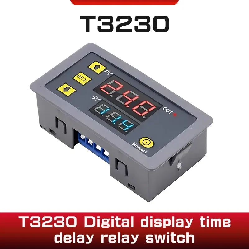 Color: black - T3230 220V24V12V Digital Time Delay Relay Dual LED Display Cycle Timer Control Switch Adjustable Timing Relay Time Delay Switch