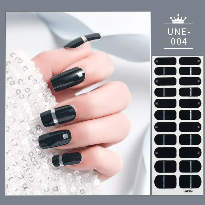 Color: NUDE - 22 Tips Blue and White Shiny Speckles Nail Art Sticker Full Cover Nail Stickers Last Update Nail Wraps Lot Sticker for Nails