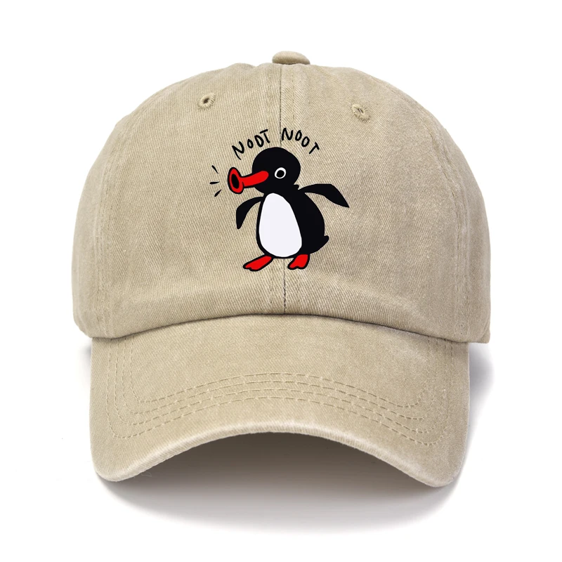 Color: Khaki, Size: Adjustable - Noot Baseball Cap Men Hats Women Visor Protection Snapback Pingu Pinga Penguin TV Caps