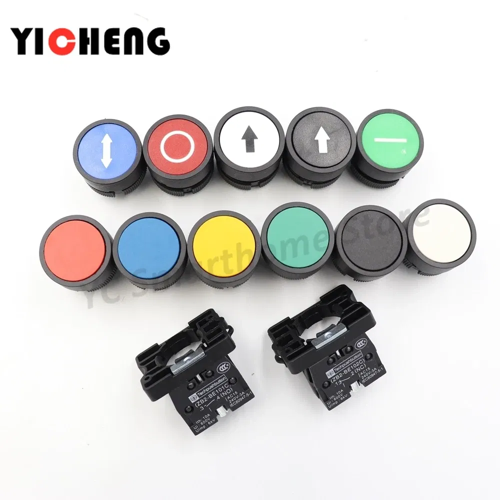 Color: Yellow - 2Pcs Plastic marking flat button Arrow indication xb2- self-reset point move 22MM Turn on the power button switch NO/NC