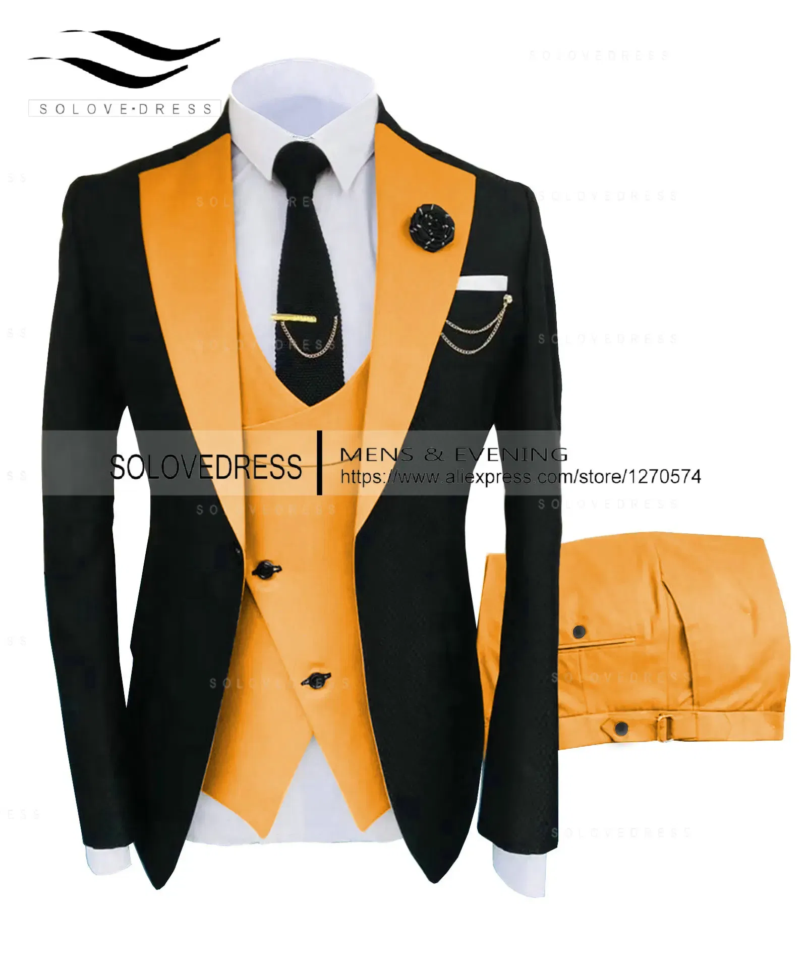 Color: MULTI, Size: L - ( Jacket + Vest + Pants )Suits for Mens 2024 Casual Business Suit High-end Social Formal Suit 3 Pcs Set Groom Wedding Men