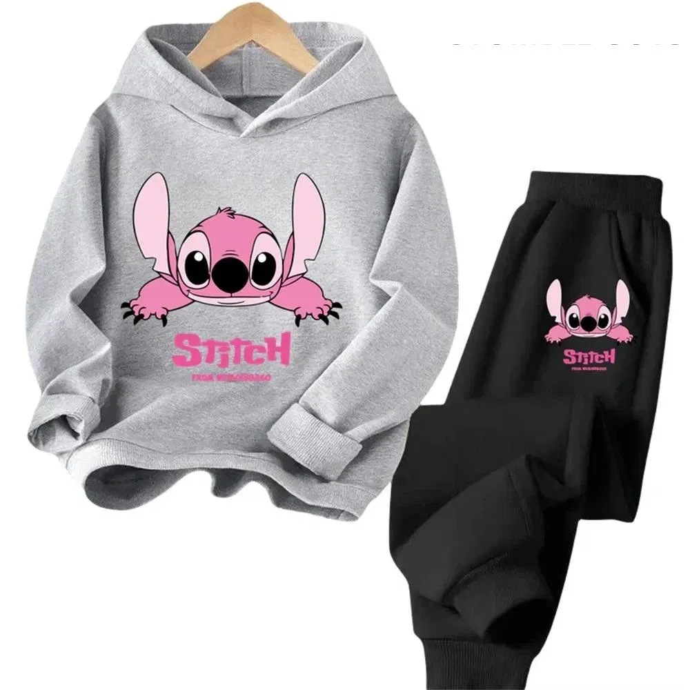 Color: Dark Grey, Kid Size: 2T - Children Hoodies Stitch Kawaii Fashion Pullover Sweatshirt Anime Trucksuit Manga Cartoons Girls Boy Kids Autumn Casual Clothes