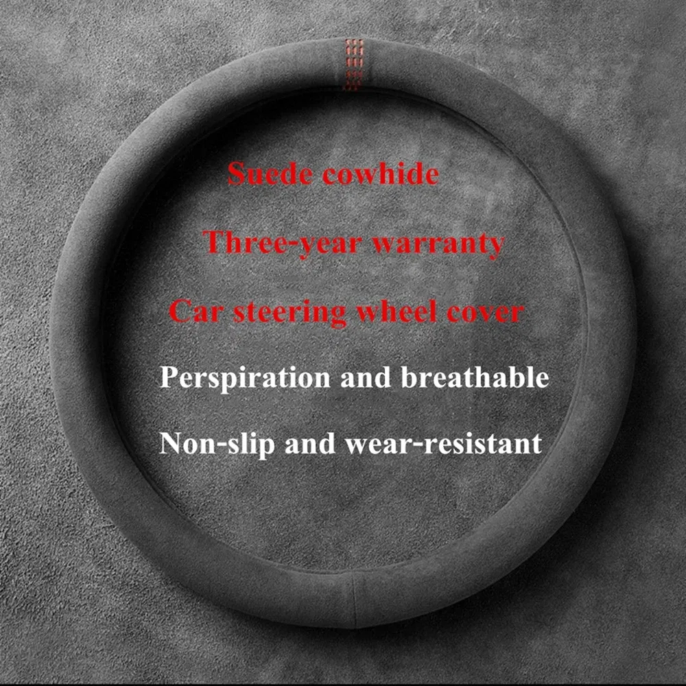 Color Name: black - 38cm Suede Leather Car Steering Wheel Cover Wear-Resistant For BMW E90 F01 F06 F10 F15 F16 F20 F21 F25 F26 F30 F32 F82 M3 G20 X5