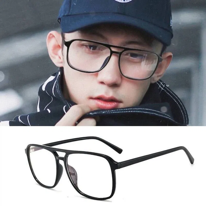 Frame Color: black - High-quality Unisex Plain glasses women men glasses lens square glasses male female Plain glasses