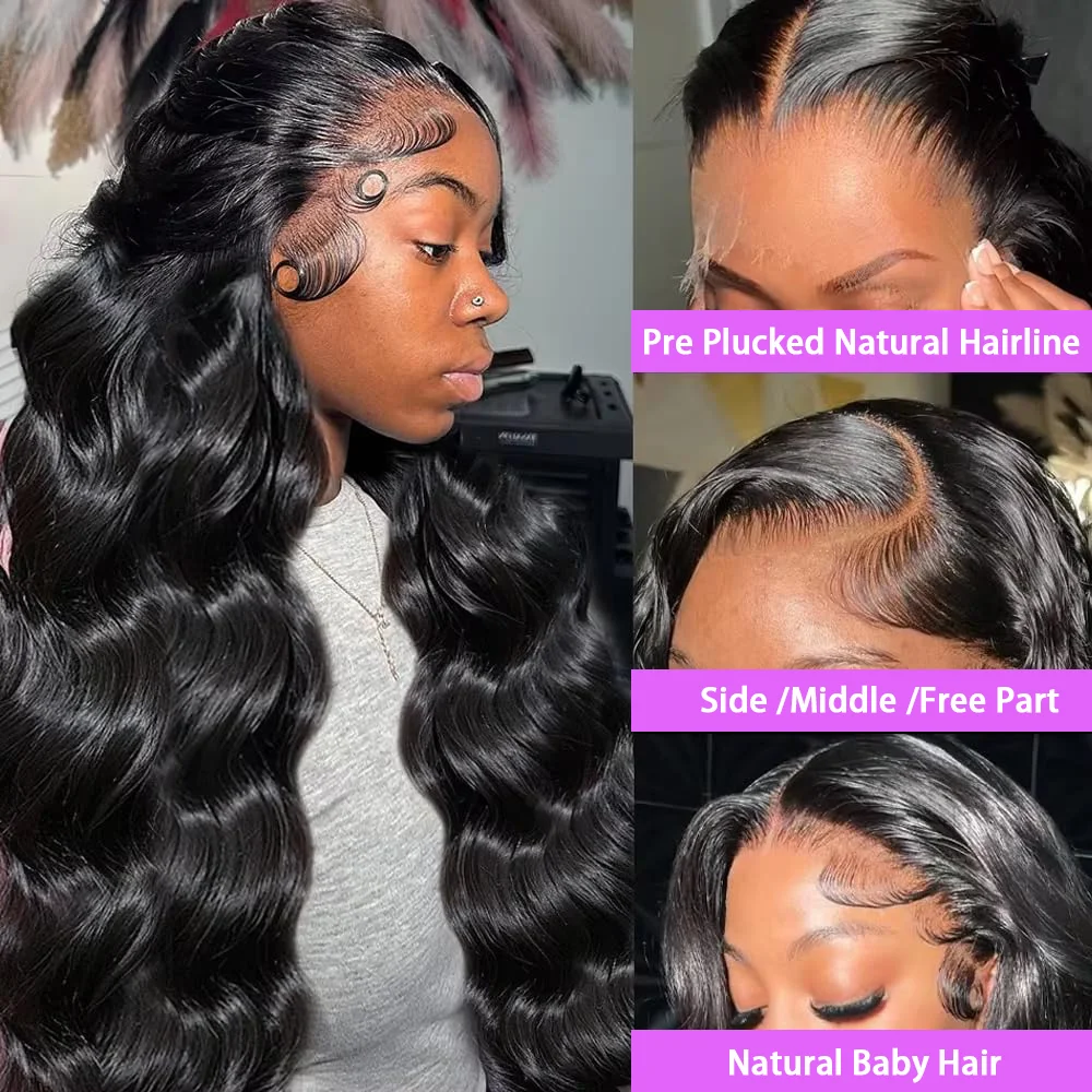 Color: #2, Ships From: CHINA, Stretched Length: 34inches, Density: 200% - Body Wave 13x6 Lace Front Wigs Human Hair 200 Density Brazilian Remy Human Hair Wigs 13x4 Transparent Lace For Women 30 32 Inch