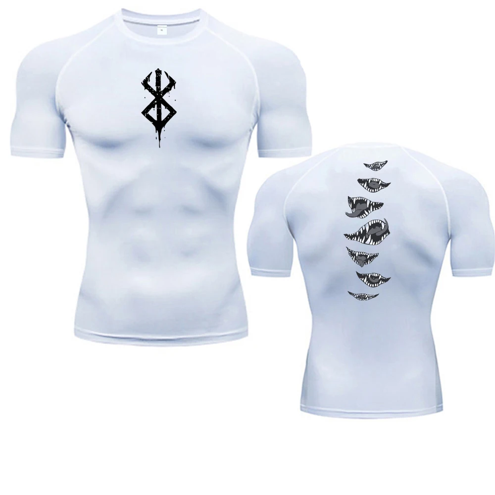 Color: GRAY, Size: XXL - 2024Anime Berserk Guts Men's Compression Shirt Fitness Sport Running Tight Gym TShirts Athletic Quick Dry Tops Tee Summer