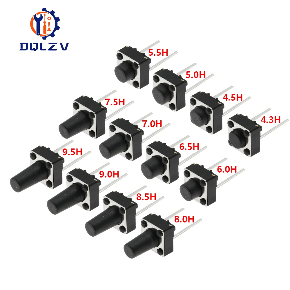 Color: GRAY, Size: 4XL - Tact Push Button Switch 12V Copper 2PIN DIP2 SMD Micro Switch 6X6X5 4.3 5 5.5 6 7 8 9 10 11 12 13 15MM TV Toys home use Button